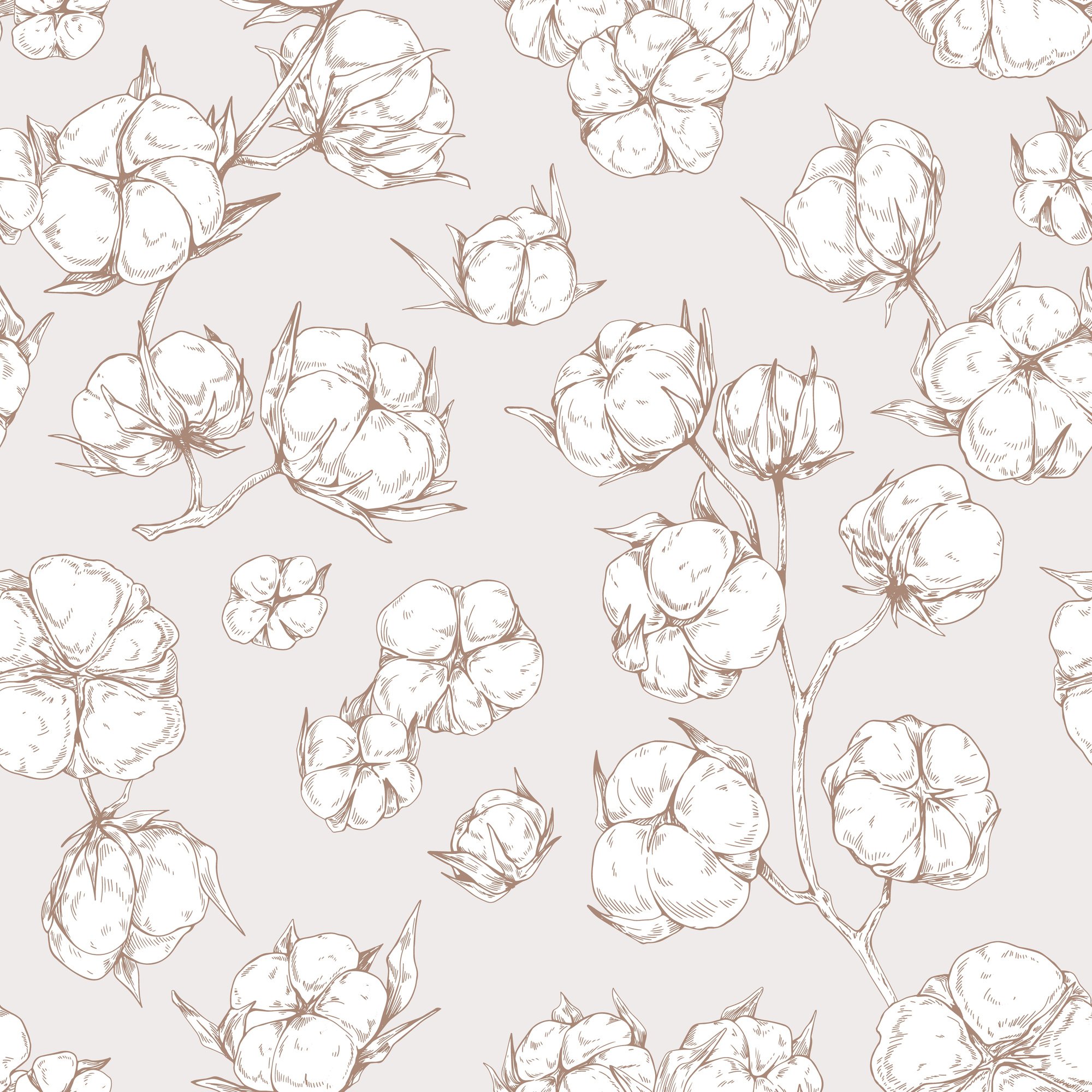 Seamless Vintage Cotton Wallpaper